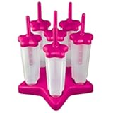 Tovolo Popsicle Molds with Sticks (6-Pack, Star Pop) - Reusable Ice Pop Molds & Sticks for Homemade Ice Pops & Frozen Snacks - Popsicle Maker with Stand, Dishwasher Safe & BPA-Free - Fushia
