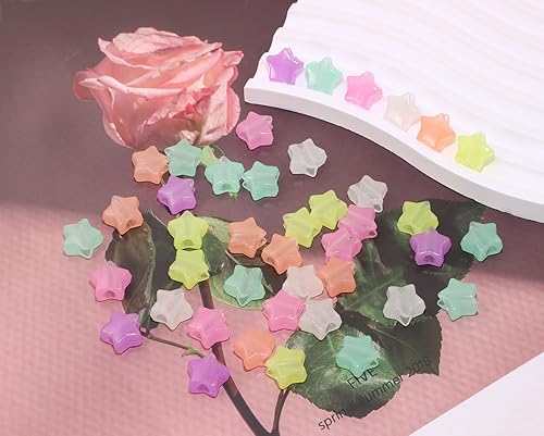 Miniatura 3 de 100 cuentas de estrella que brillan en la oscuridad, cuentas de caballo acrílicas de colores para pulseras, fabricación de joyas, collares, trenzas