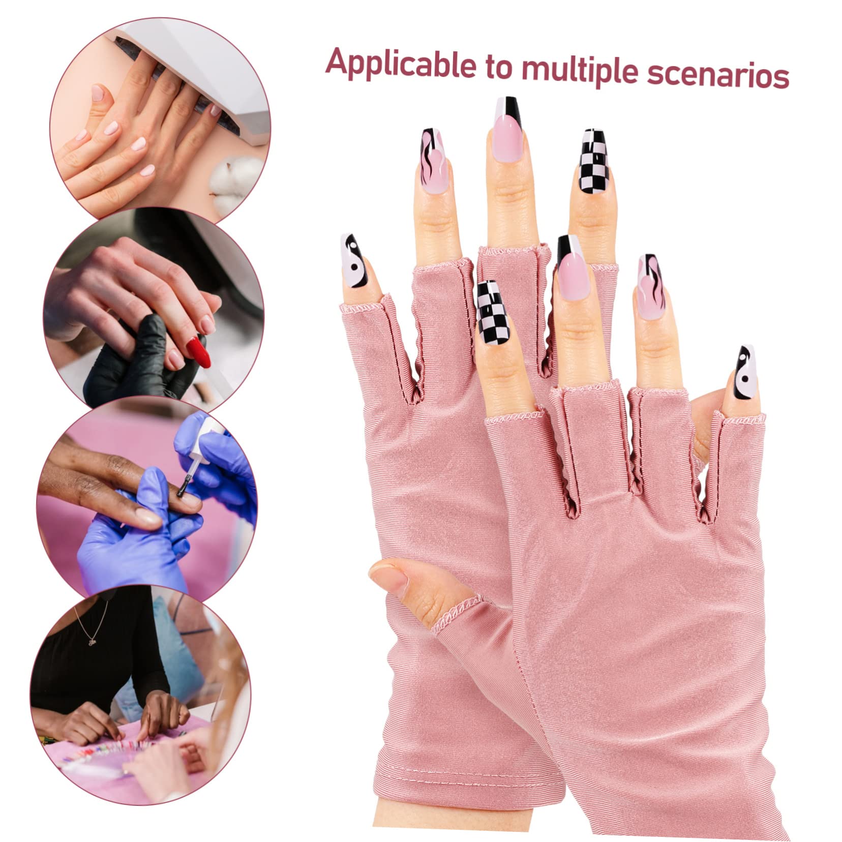 Healeved 6pares Guantes De Manicura Uv Para Protección De Manos De Guantes Antirrayos y Antivioletas Para Gel Nail Art Uso Ciclismo y Manejo