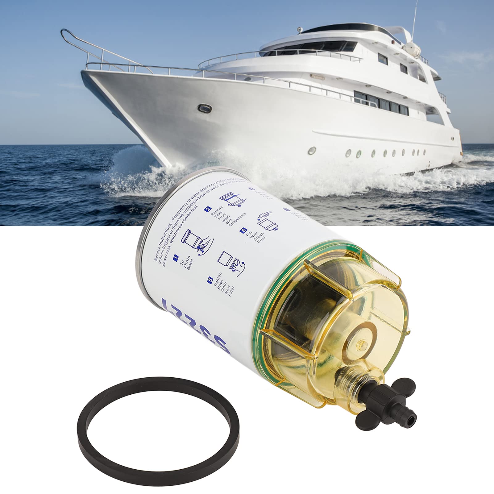 Filtre de séparation d'eau de carburant, séparateur d'eau d'huile marine de taille standard à haut rendement pour bateau et yacht