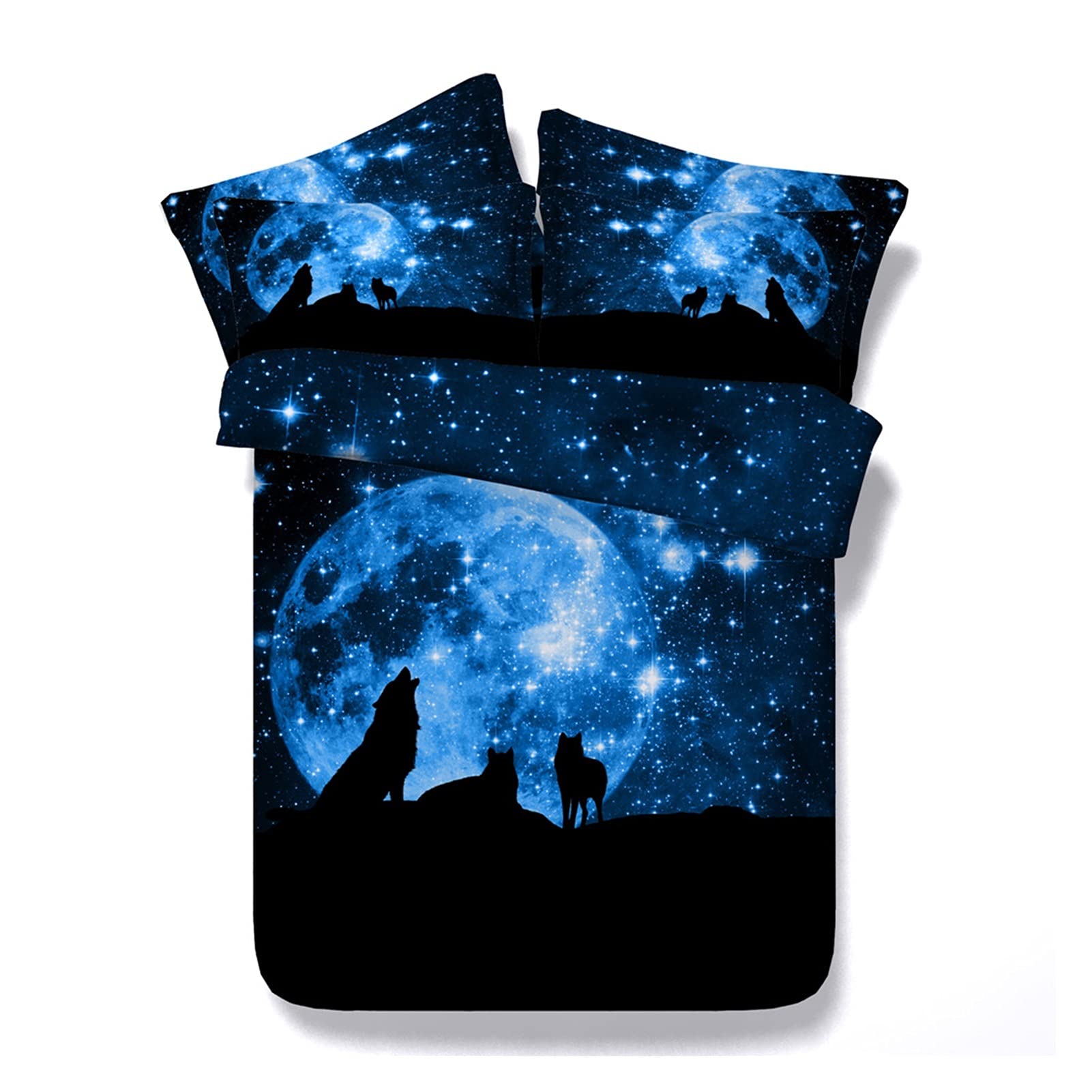 Parure de lit loup galaxie microfibre infroissable avec zip pour lit enfant