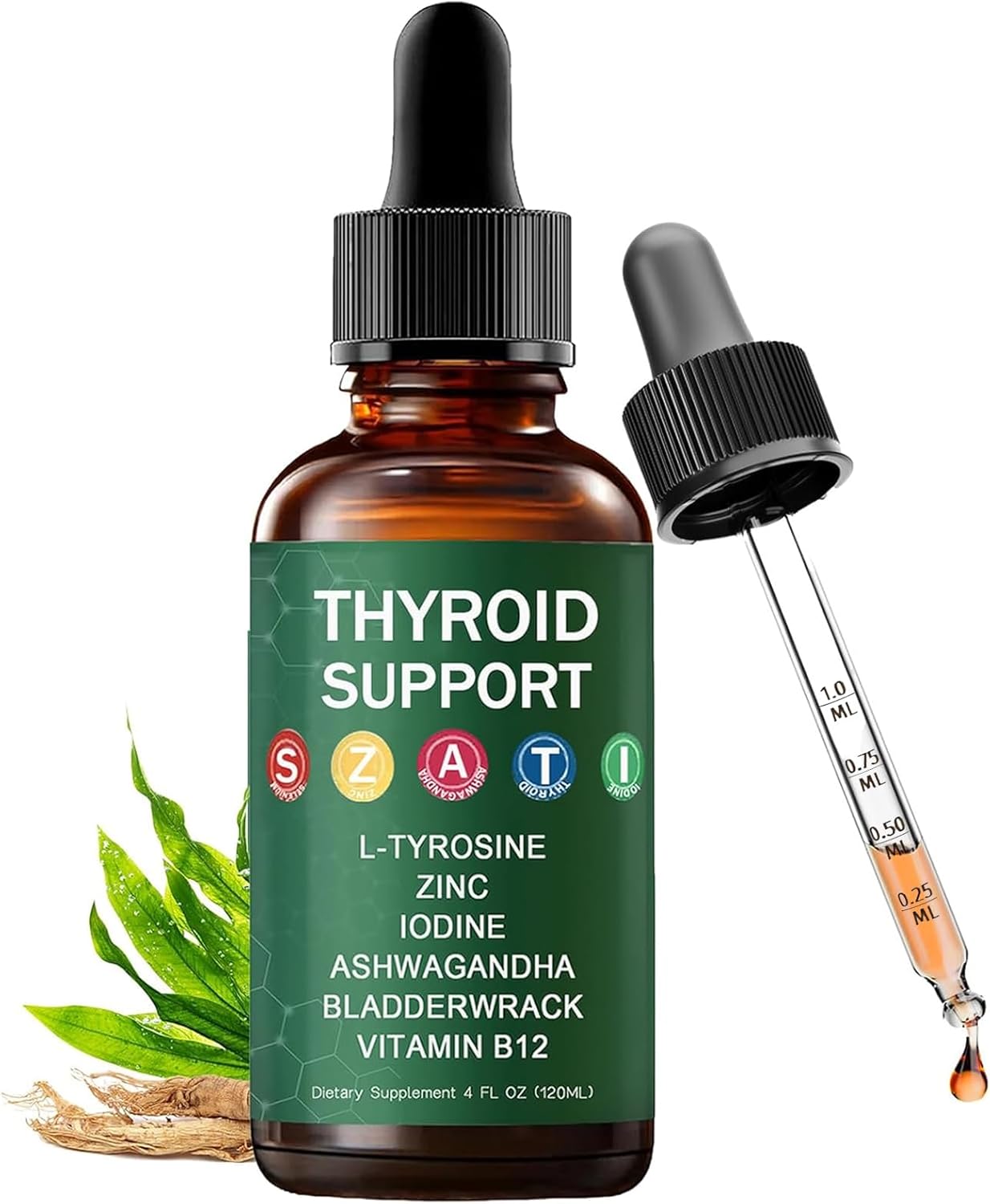 Kindled Thyroid Support Drops - Actora Liquid Drops Formula with Selenium, Iodine, Ashwagandha & Zinc for Energy & Metabolism Support, Berry Flavor, 4 fl oz