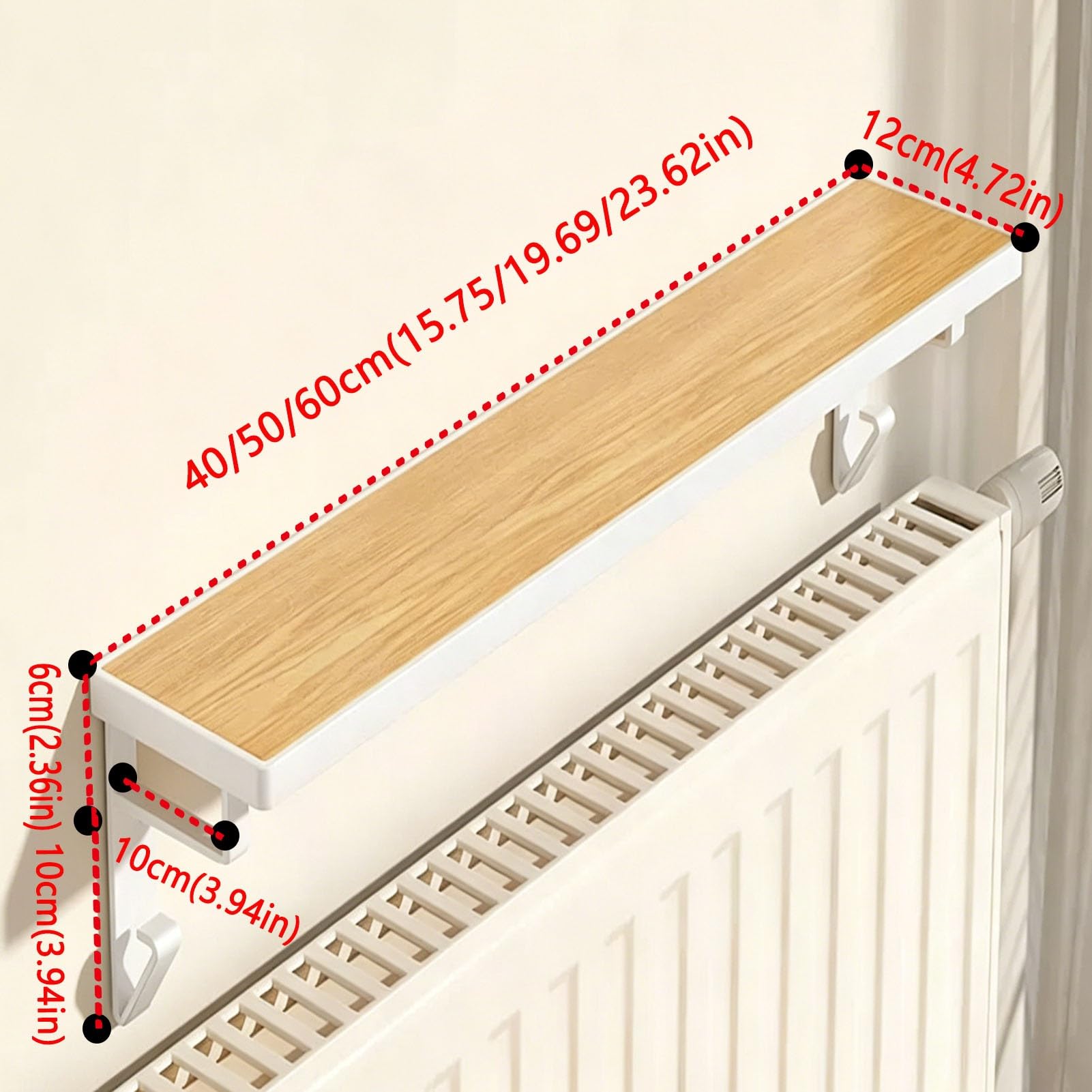 Cubre Radiadores Madera sin Taladros Cubreradiadores Modernos, Resistente Calor Pequeño Tapa Radiadores, para Salón Dormitorio Pasillo del Hogar(White,40x12x16cm)
