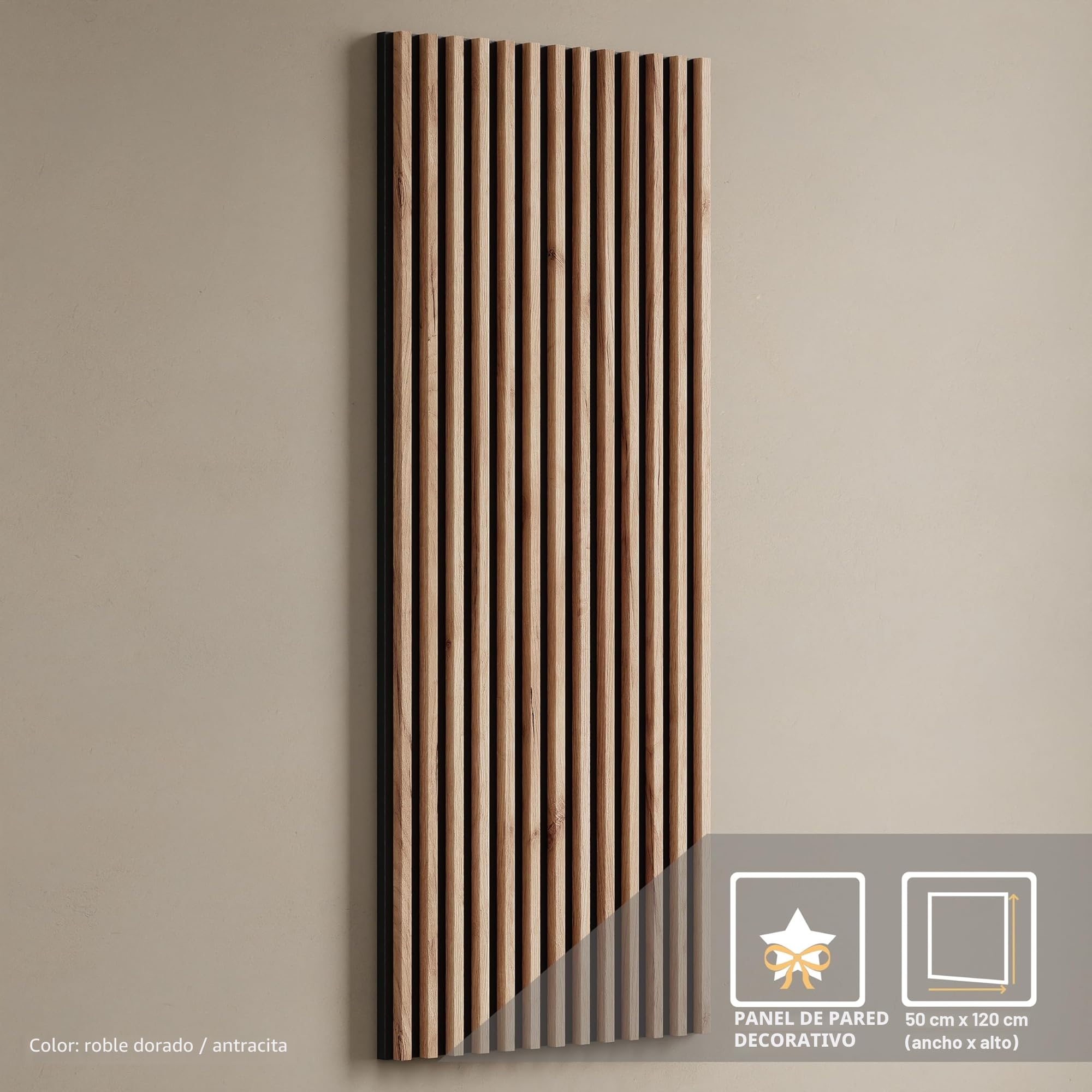 Planetmöbel - Mueble de entrada, 2 x 100 cm, roble dorado/antracita, panel de pared 50 cm, roble dorado/antracita, espejo de 50 cm (sin LED), 32,5 x 100 x 37,8 cm (alto x ancho x profundidad)
