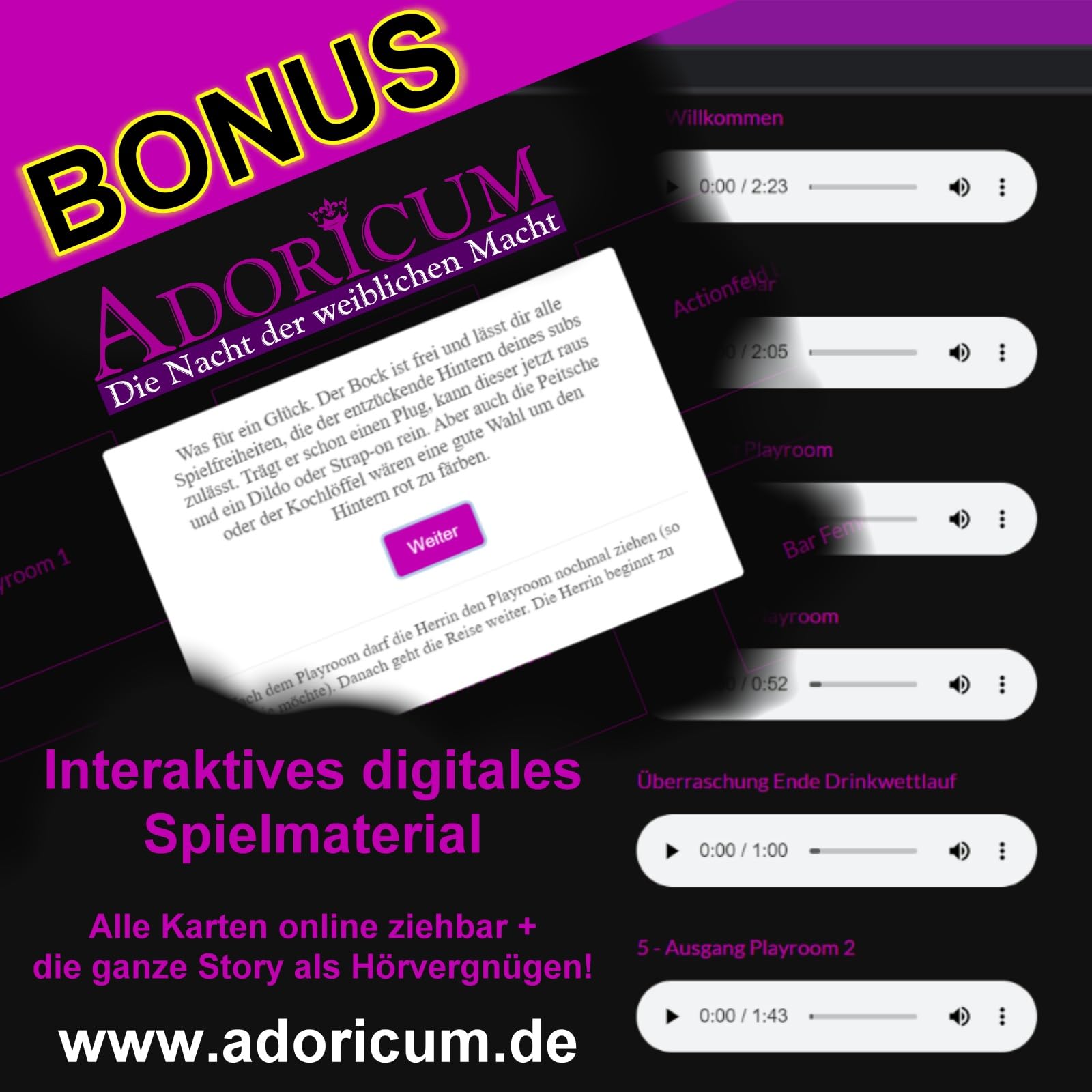 Adoricum - Die Nacht der weiblichen Macht - Erotikspiel - BDSM Brettspiel - Brettspiel für Erwachsene - Kinky Spiel