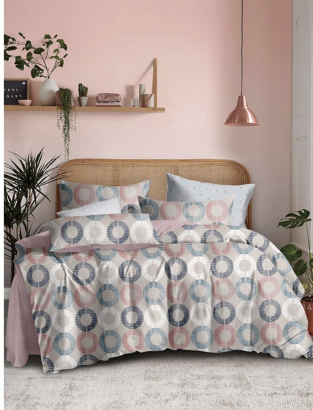 King Size Luxury 3pc Bed Sheets Set - 1 flat sheet 250 cm x 270 cm with 2 pillow covers 50 cm x 75 cm(bed linen, sheets and pillowcase set, bedding set, king size bedding) (rose pink and cream)