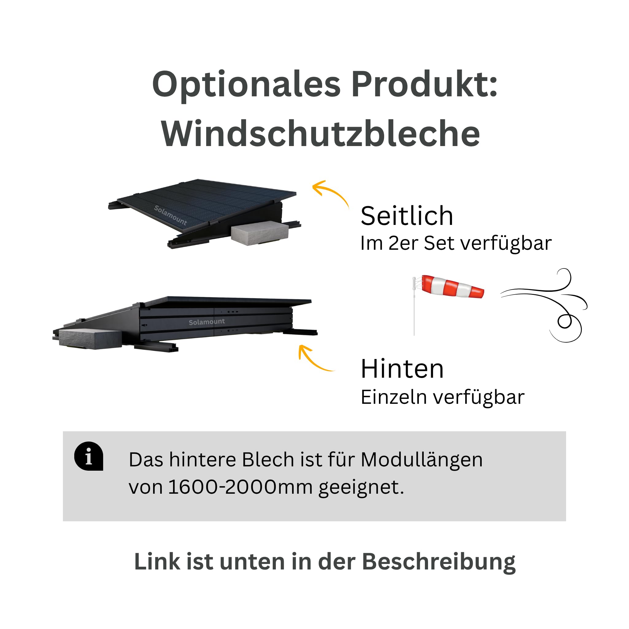 PV Flachdach Halterung ohne Bohren | Für 6 Module | Schwarz | Flachdach oder Bodenmontage | Einfache Montage
