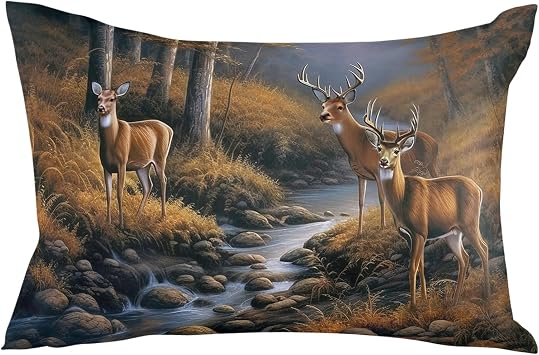 Pillow Covers 20x30 Inch - Queen Deer Standing by a Stream Deep in The Forest Soft Brushed Microfiber Pillowcases with Hidden Zipper Closure Bed Pillow Shams for Bedroom Sofa Car