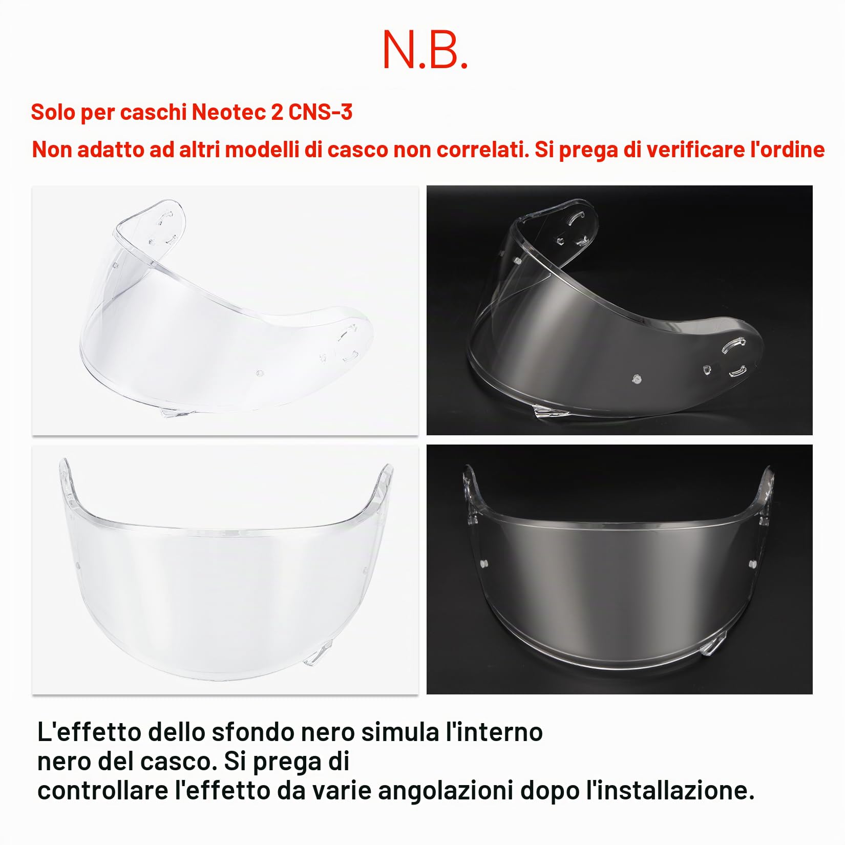 PSLER Visiera per Casco per Neotec 2 Visiera Colorata per Shoei Neotec 2 CNS-3 Protezione UV per Moto Accessori di Ricambio per Visiera Protettiva(Trasparente)