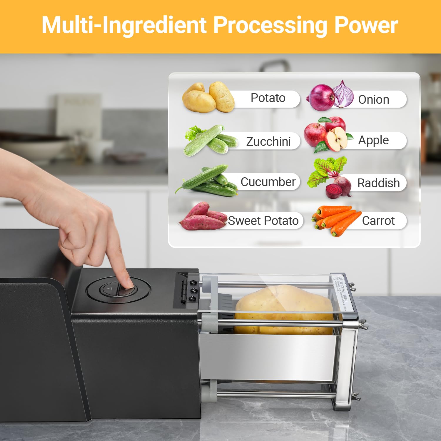 Sopito Taglia Patate Fritte Elettrico, Tagliapatate Professionale in Acciaio Inossidabile con Lama da 12mm