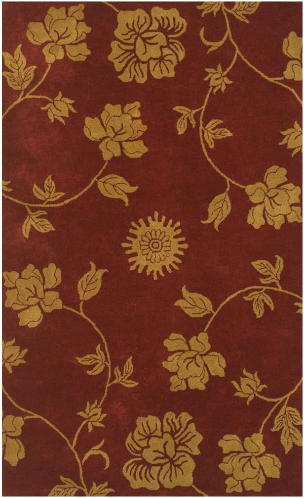 DonnieAnn Floral 5805 5 by 8 Hand Tufted Wool Area Rug, Burgundy