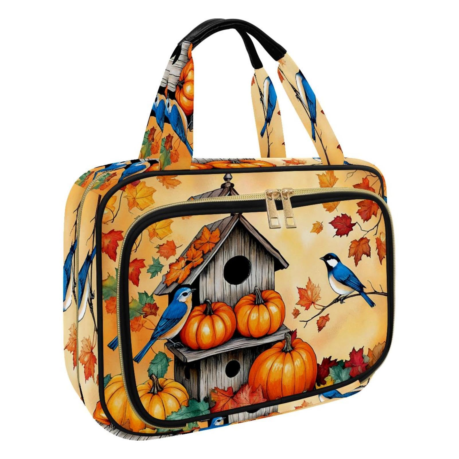 Kulturbeutel zum Aufhängen für Damen, Vintage-Blumen, Reise-Make-up-Tasche, Organizer, Kosmetiktasche, Make-up, Kulturbeutel für Reisen, Zubehör, Mehrfarbig 4, M, Kulturbeutel