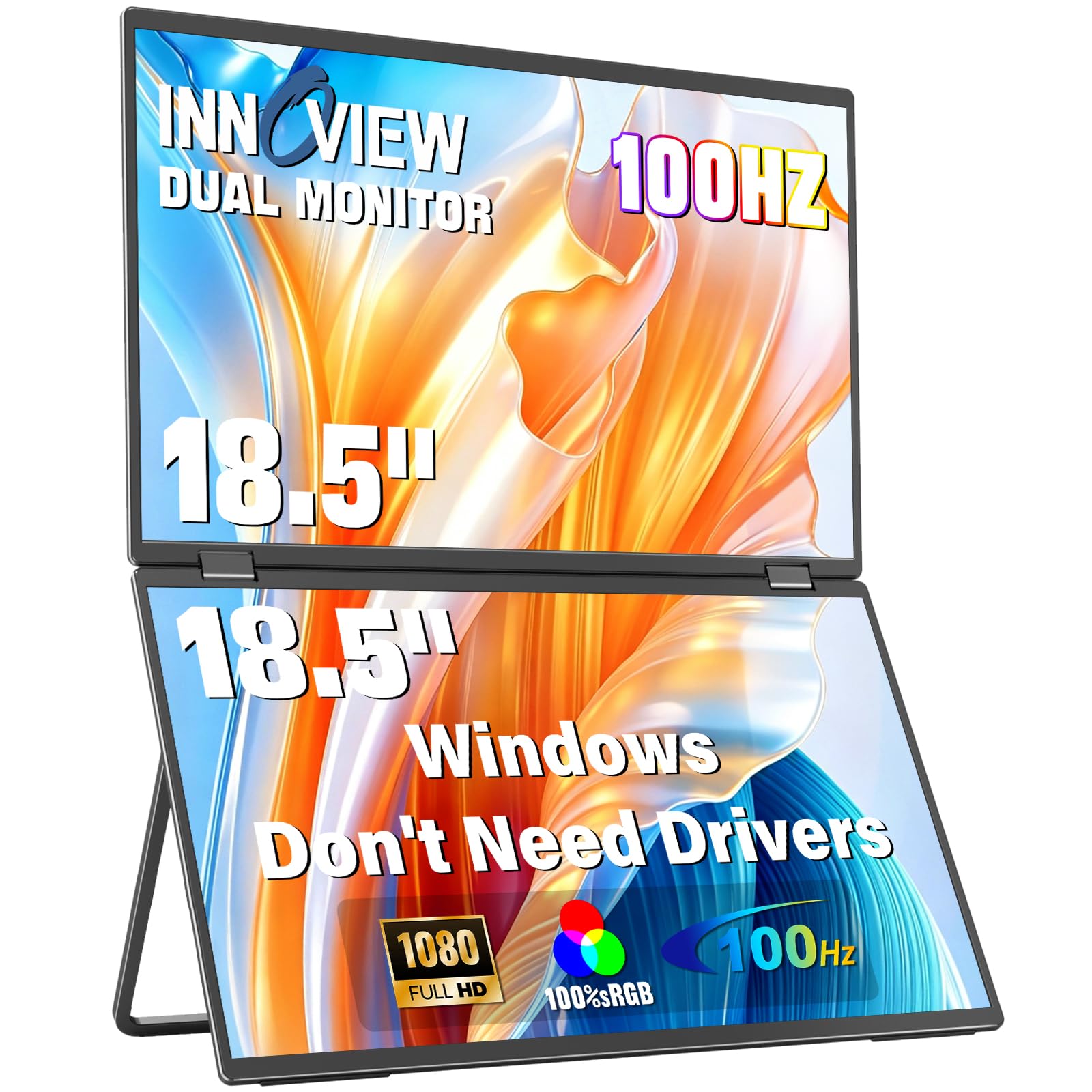 Amazon.co.jp: InnoView 18.5インチ 100Hz デュアルポータブルモニター