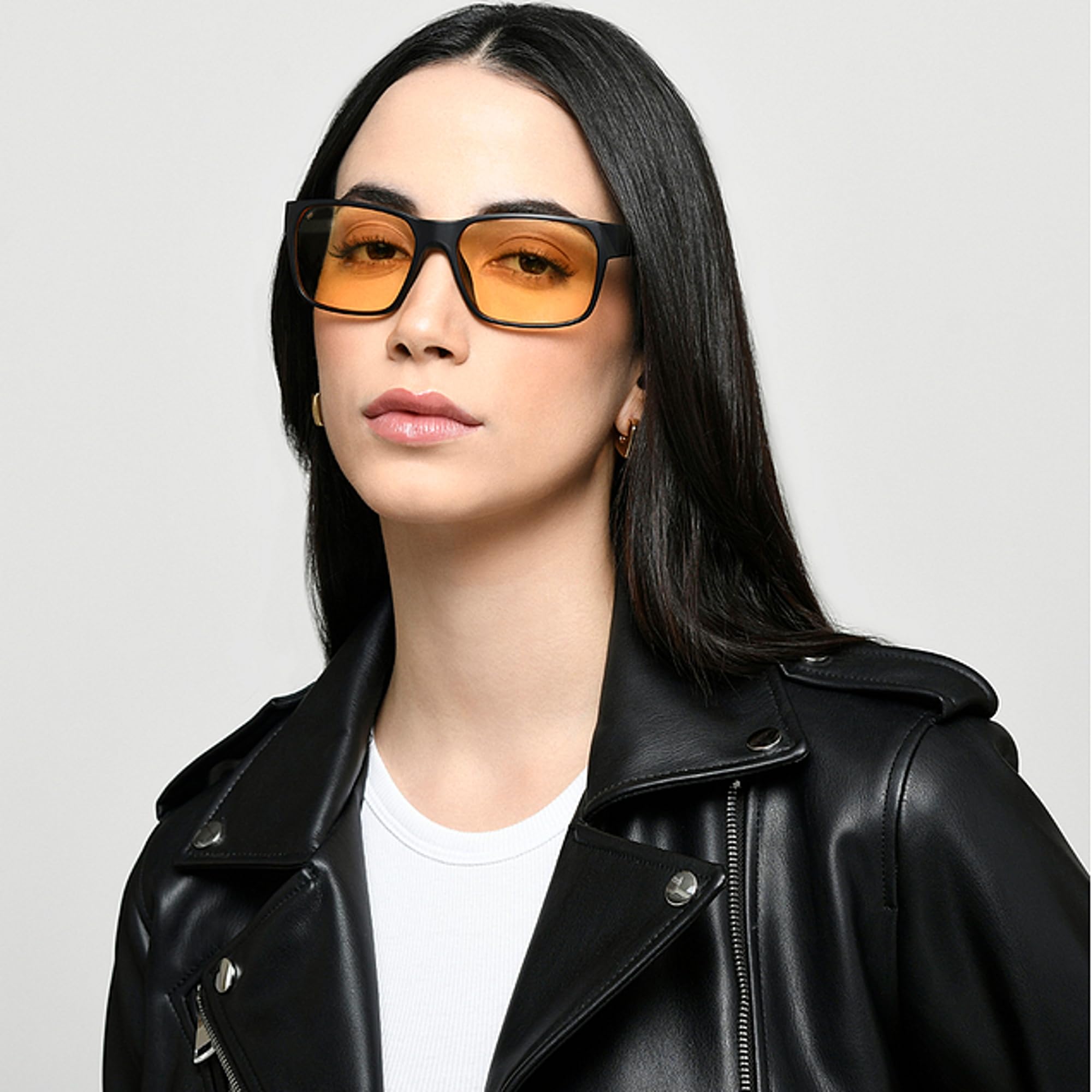 Vincent Chase By Lenskart | Black Yellow Full Rim Square | NIGHT DRIVING GLASSES | Branded Latest and Stylish Sunglasses | 100% UV Protected | For Men & Women | Medium | VC S14462 - Image 4 thumbnail