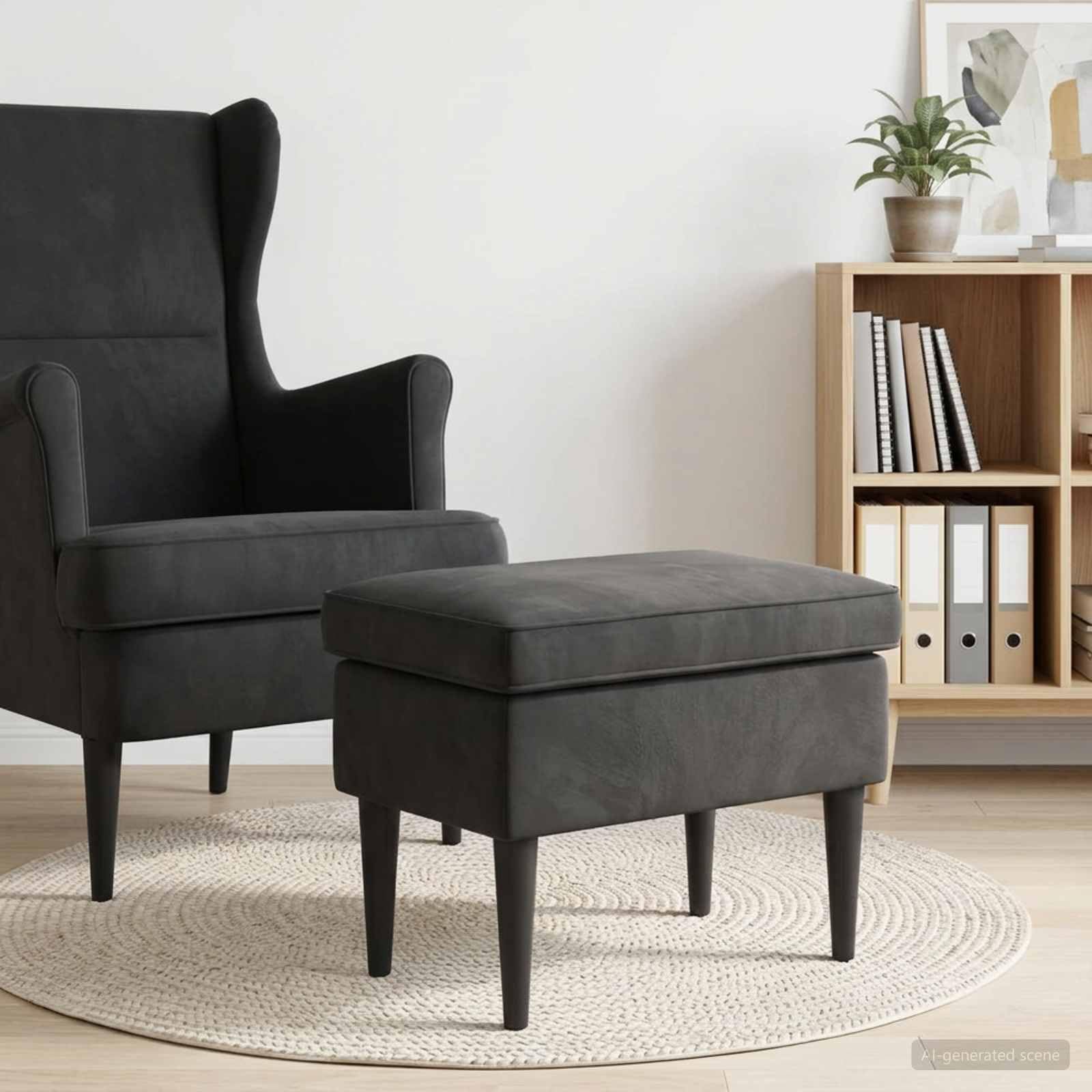 Taburete plegable negro 55 x 35 x 41 cm terciopelo ahorra espacio, portátil, estable, resistente a la intemperie, versátil para salón, balcón, jardín, camping, exterior, comedor, fiesta