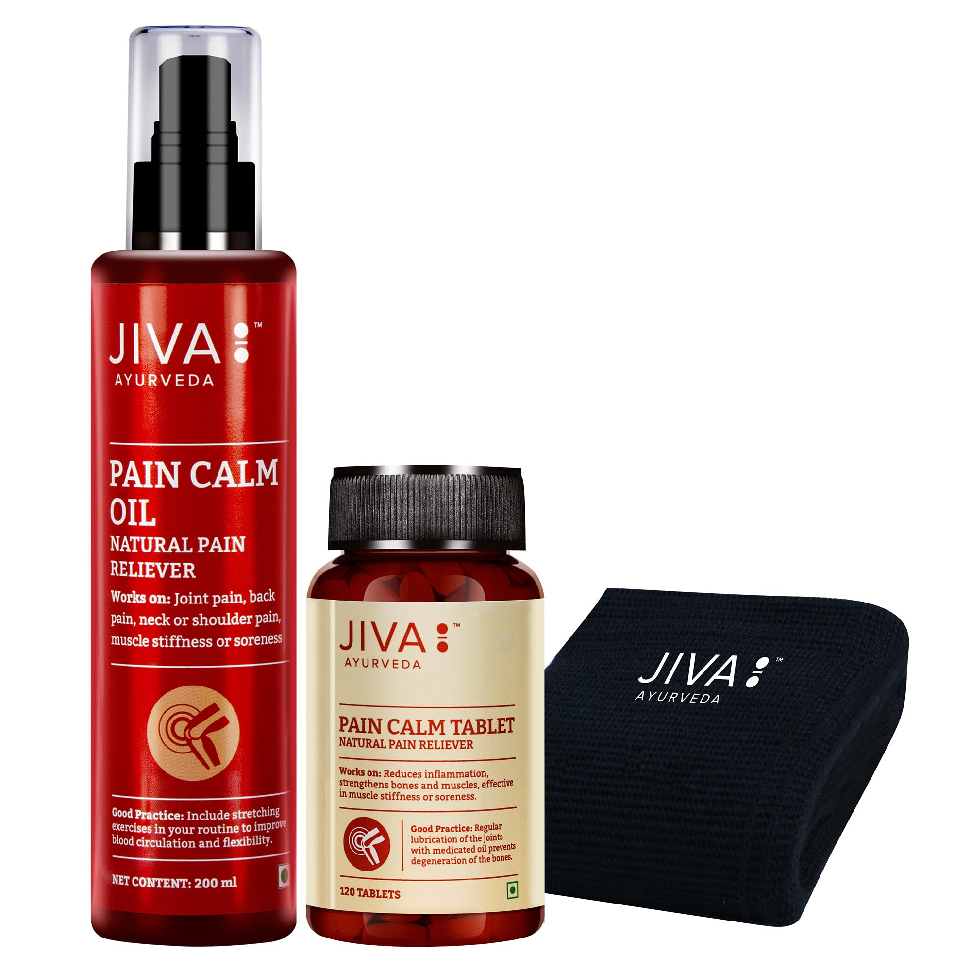 Jiva Combo Of Pain Calm Oil 200 ml & Pain Calm Tablet 120 Tablets With Free Knee Cap | 100% Ayurvedic | Relieve Musculoskeletal Pain & Stiffness | Relieve Headache, Backache & Knee Pain (Pack Of 3) (B093GZNX38) Amazon Price History, Amazon Price Tracker