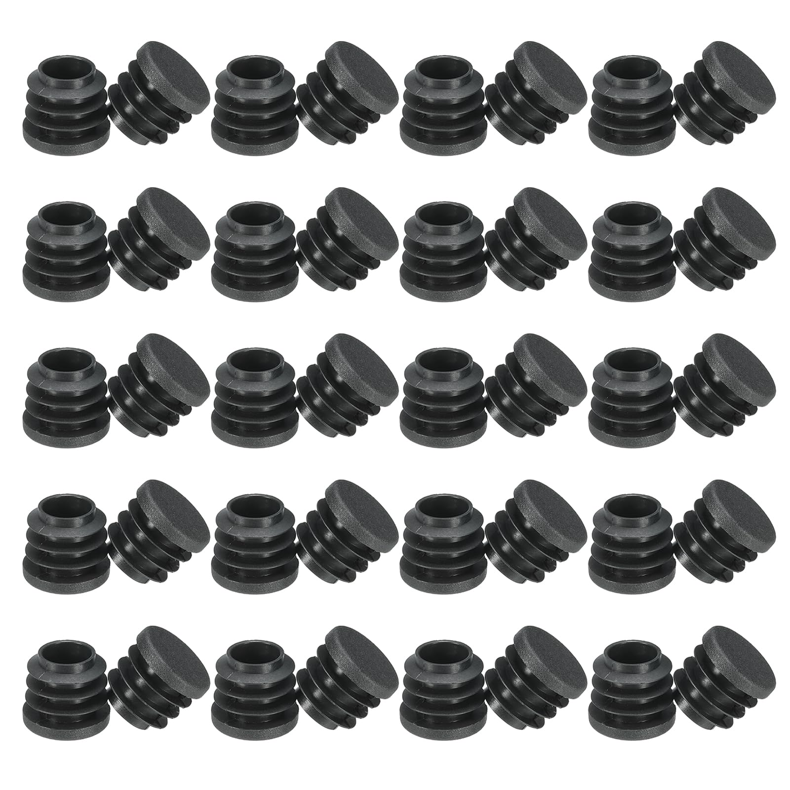 PATIKIL Round Plastic Hole Plug 3/4inch, 40 Pack Pipe Tubing End Cap for Round Metal Tubing Furniture Chair Leg Fence Post Pipe, Black