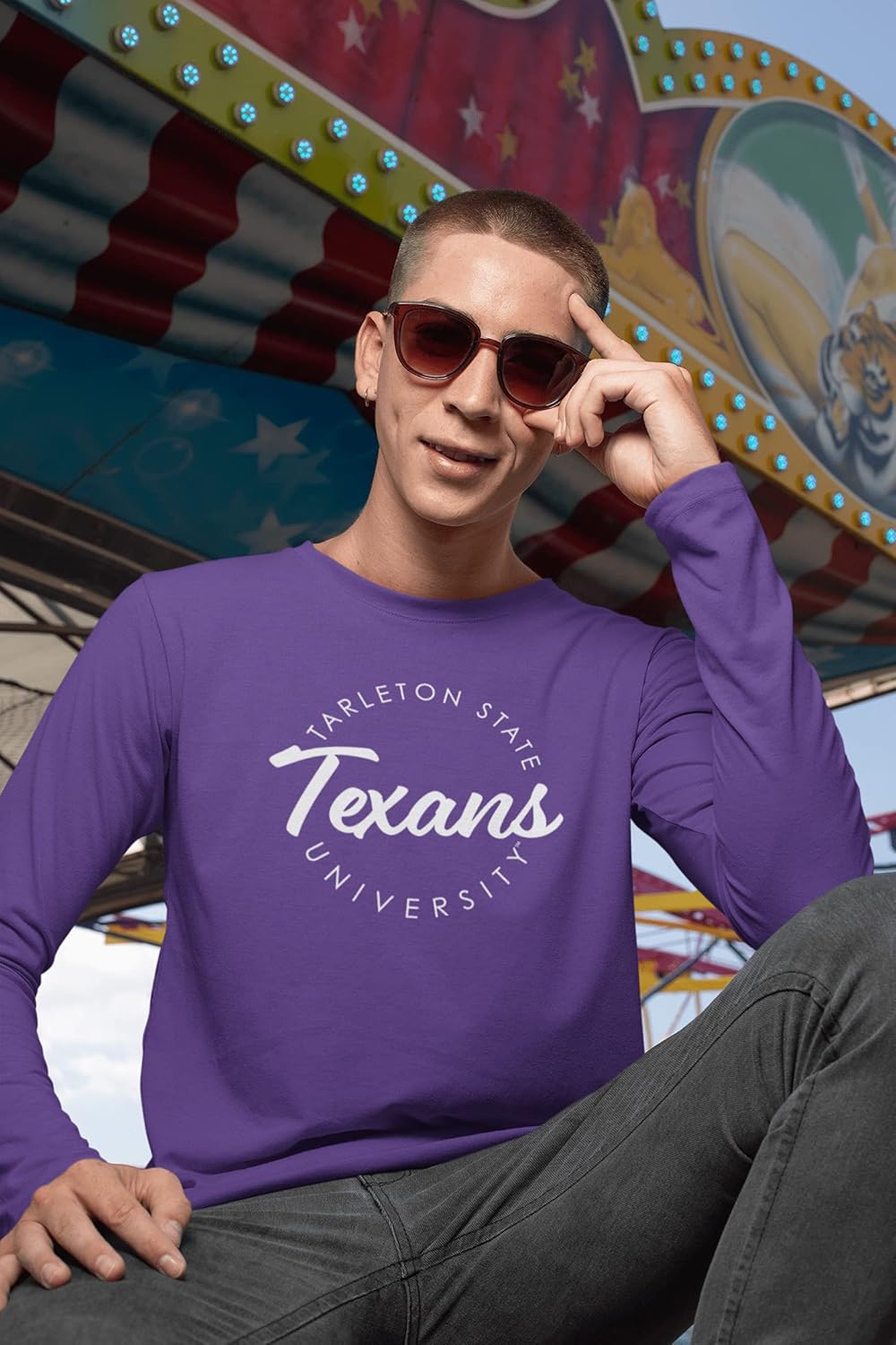 CreateMyTee | Tarleton State University Circular 1 Color Long Sleeve T-Shirt |