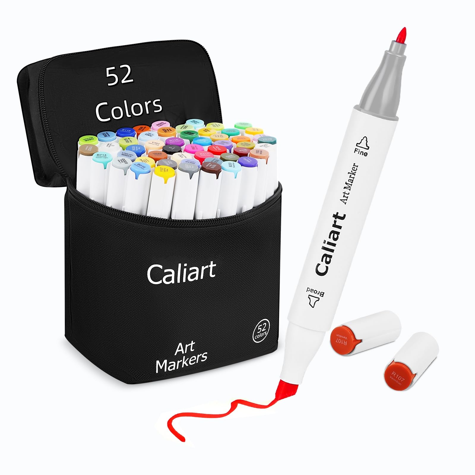 52 Colors Alcohol Markers Dual Tip, Fine & Chisel Permanent Pens