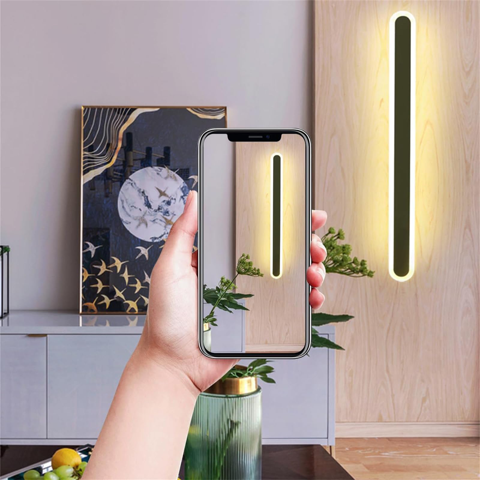 LED Innen Wandleuchte mit Hand Sensor Schalter Wandlampe USB Aufladbare Akku Betrieben Wandleuchten 120cm 2700K/4000K/6500K Wandbeleuchtung Moderne für Schrank Wohnzimmer Hotel (Neutral Licht,60cm)