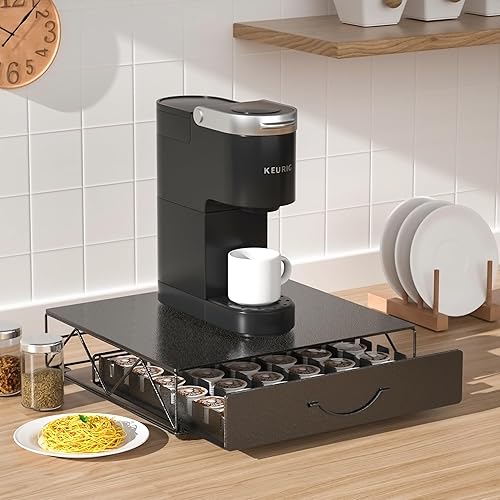 Miniatura 6 de HFHOME Cajón de cápsulas de café, soporte para 48 cápsulas de café Vertuoline, soporte de cajón de almacenamiento para tazas de 36 K, estación de