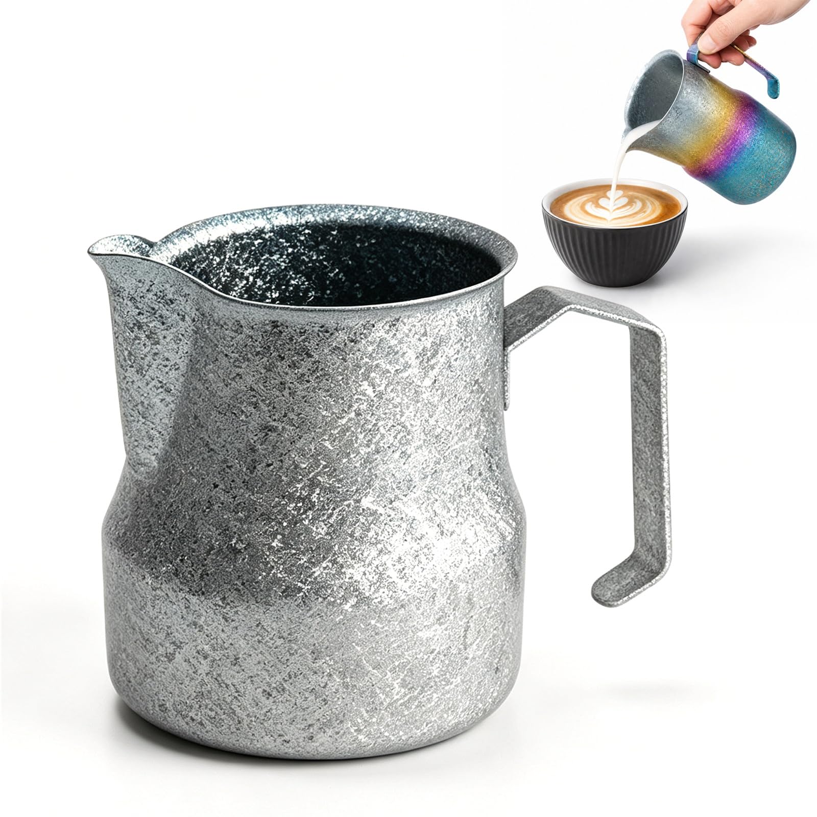 Jarra metálica para espumar leche y crear latte art