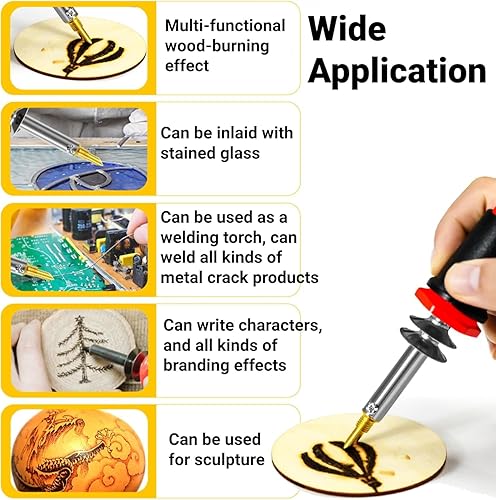 Miniatura 5 de Woodcrafts, juego de soldador eléctrico, pluma de combustión de madera, herramienta de pirografía de tallado de 40 W