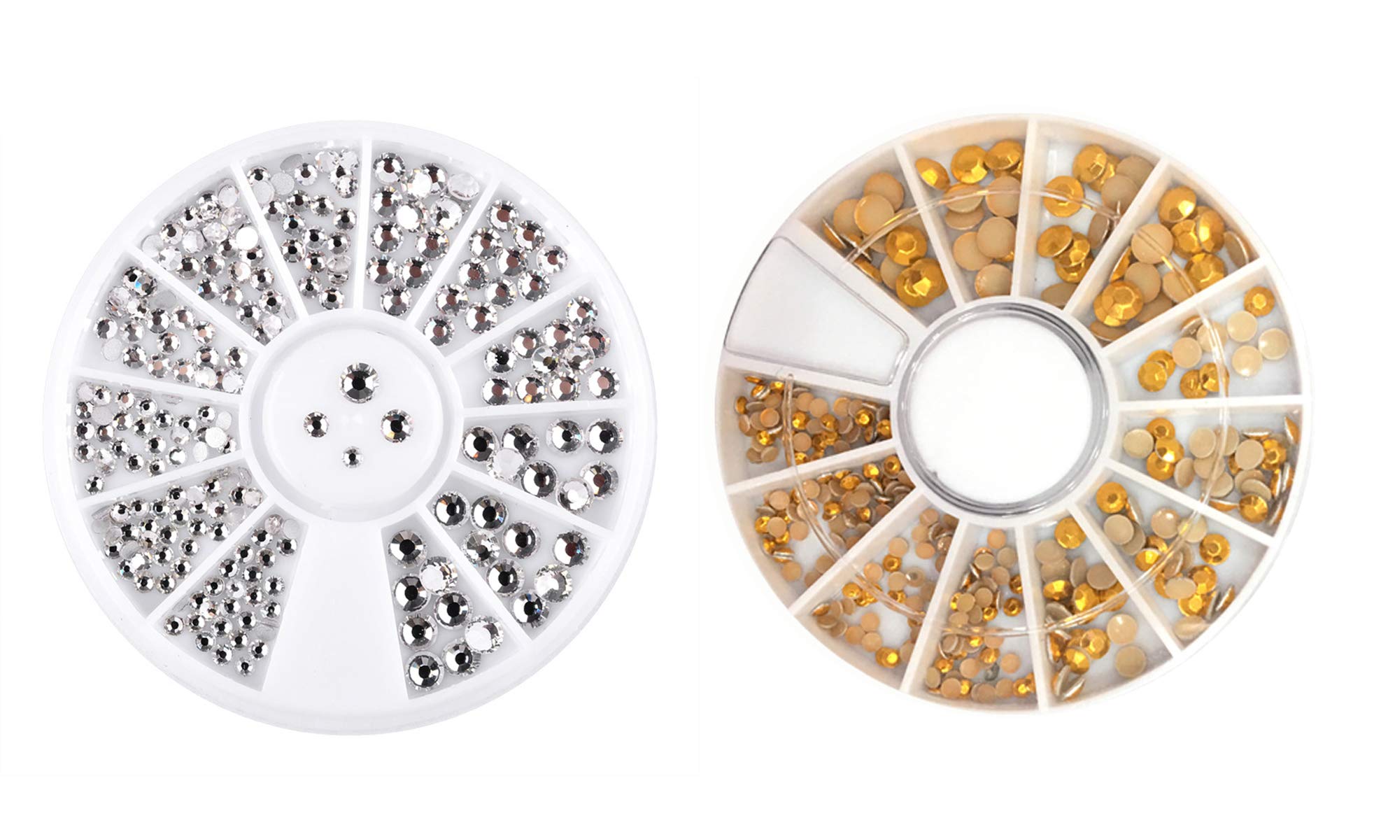 S.A.V.I(Pack of 2) 3D DIY Nail Art Manicure Decoration Disc Wheel Alloy & Crystals - 24 Styles (Combo-12)