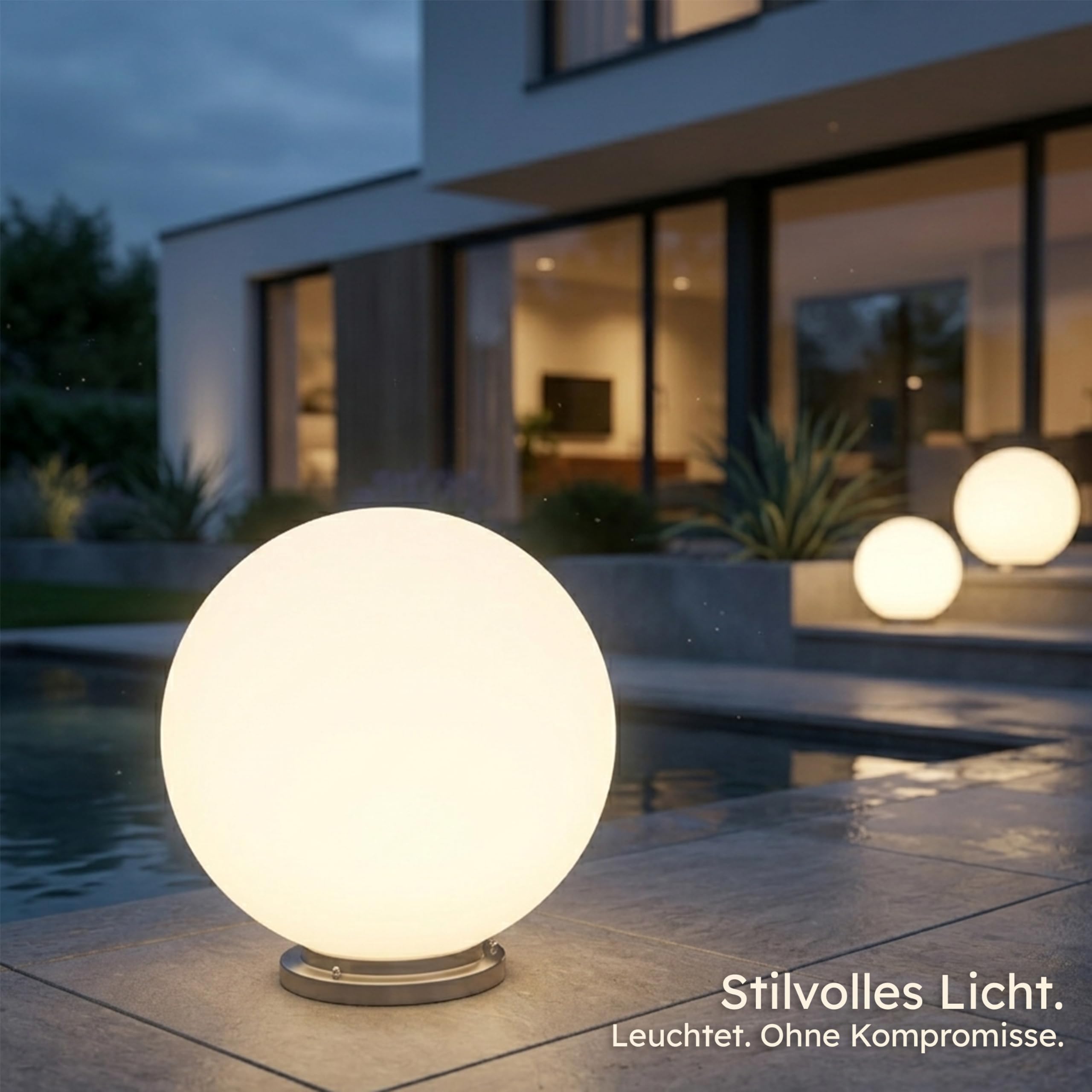 Esotec Solar Leuchtkugel Liana 50 CCT, multicolor, Fernbedienung, Edelstahl-Halterung, Li-Ion Akku, RGB LED Gartenkugel, Solarkugel, IP44, wetterfest, winterfest, außen, 50cm, 102661