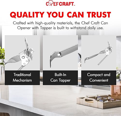 Miniatura 6 de Chef Craft Seleccionar abrelatas con cónico 65 pulgadas de largo chapado en níquel