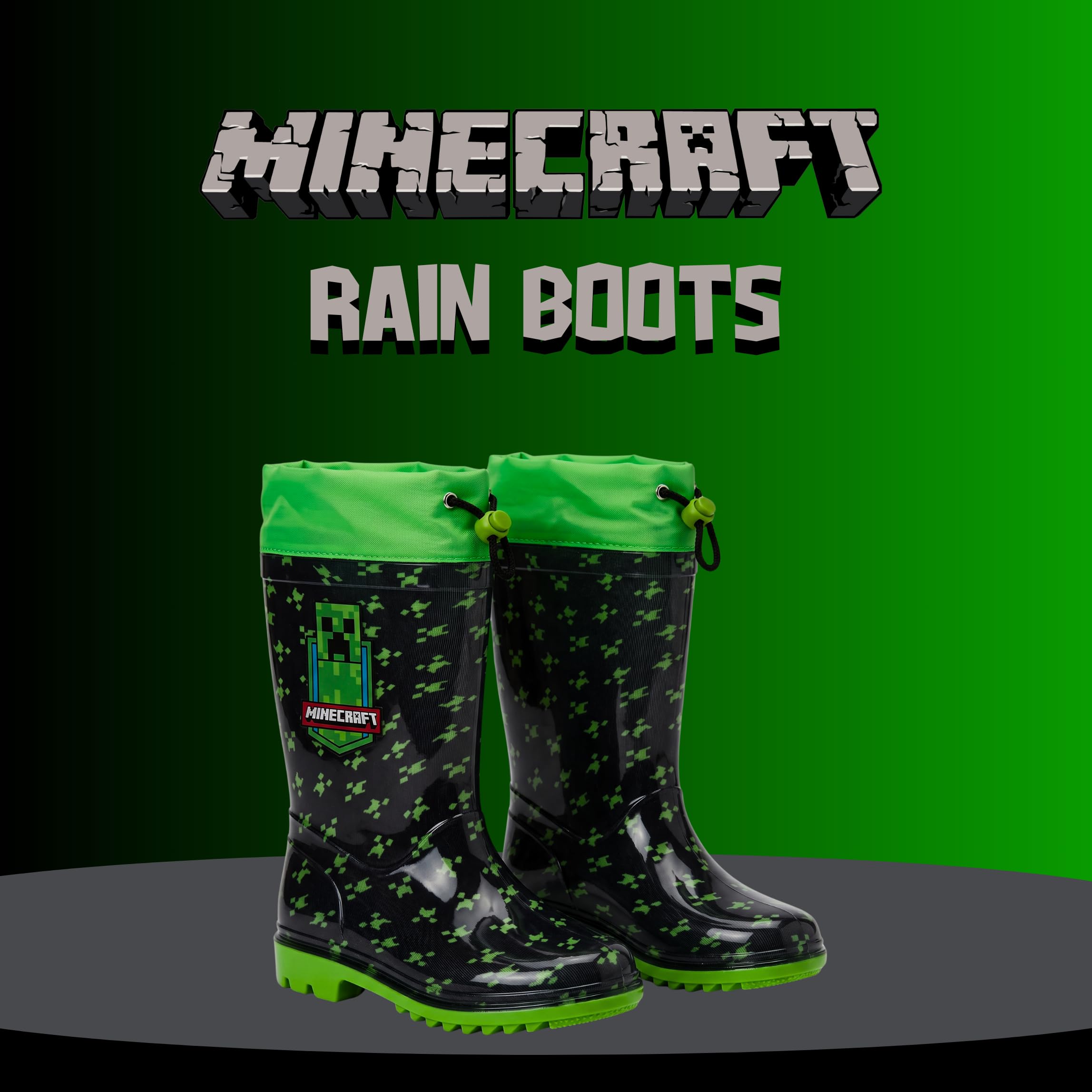 Minecraft Botas para Niño, Botas Agua Impermeables Lluvia, Tallas EU 23 a 32