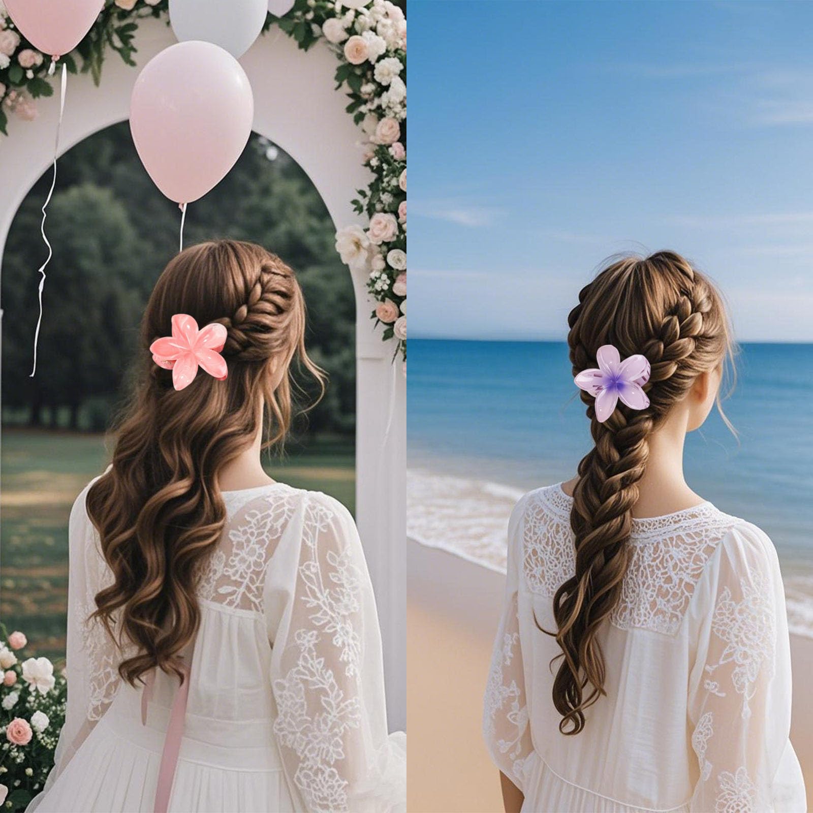 Flomiara 3PCS Flower Hair Clips for Women Hawaiian Hair Claws Summer Travel Hair Accessories, Lateral Strong Hold - Image 4