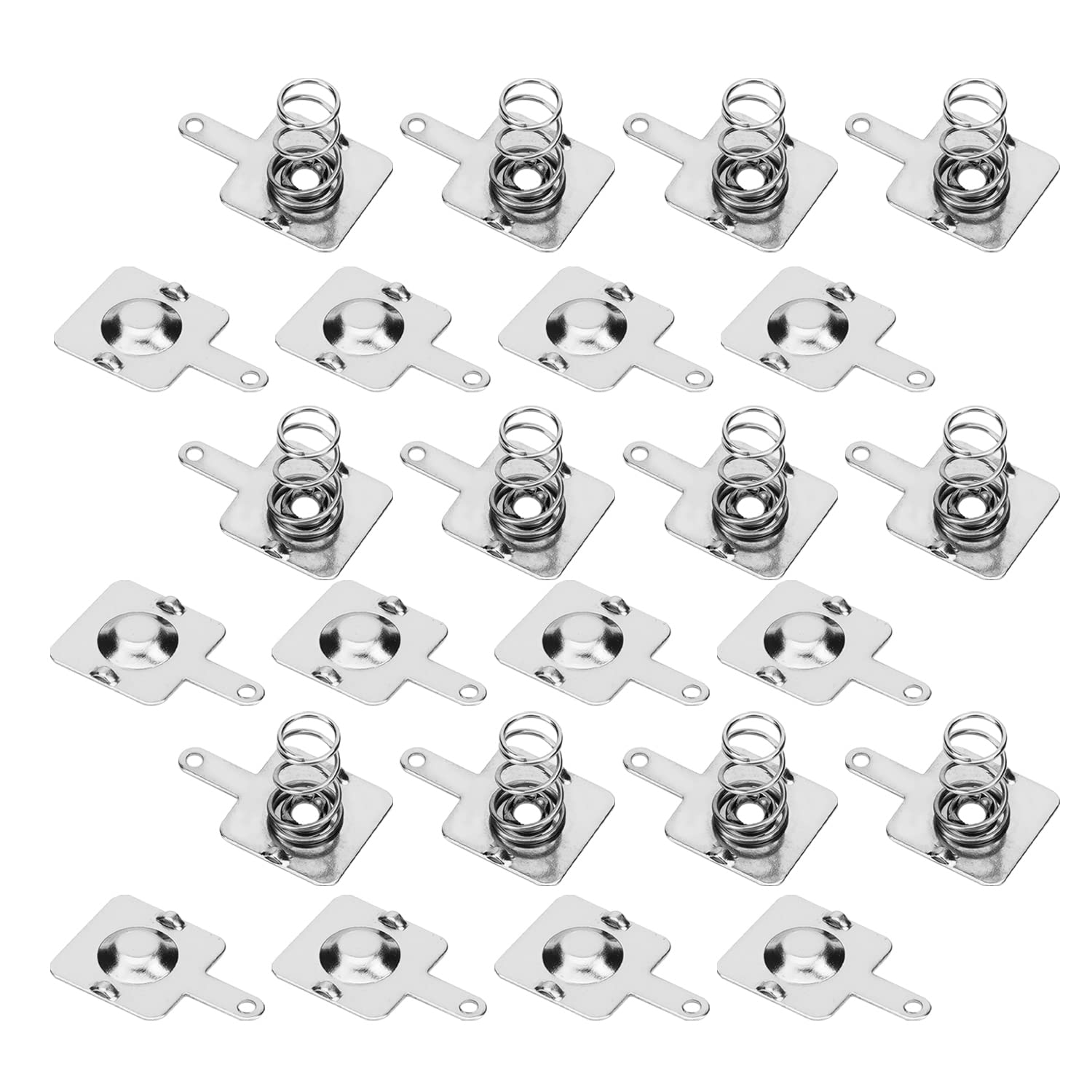 Heyiarbeit 50 Pairs AA Dual-Direction Neck Nickeling Steel Positive Battery Contact Plate 12mmx 12mm for Battery Holder Parts Replacement