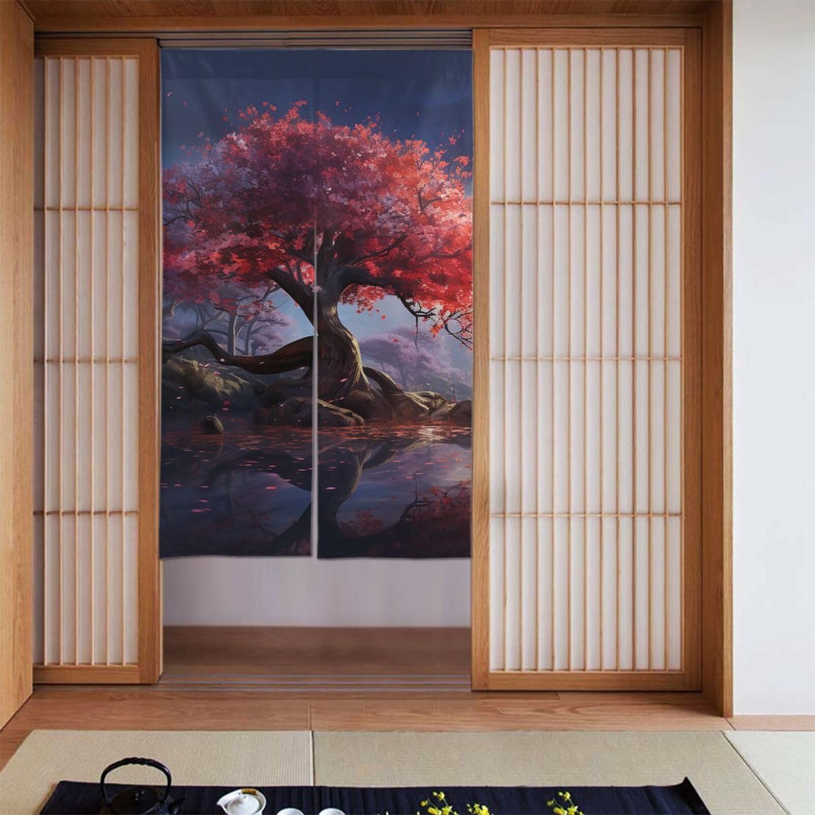 Rideaux occultants pour portes à motif fleurs d'automne colorées