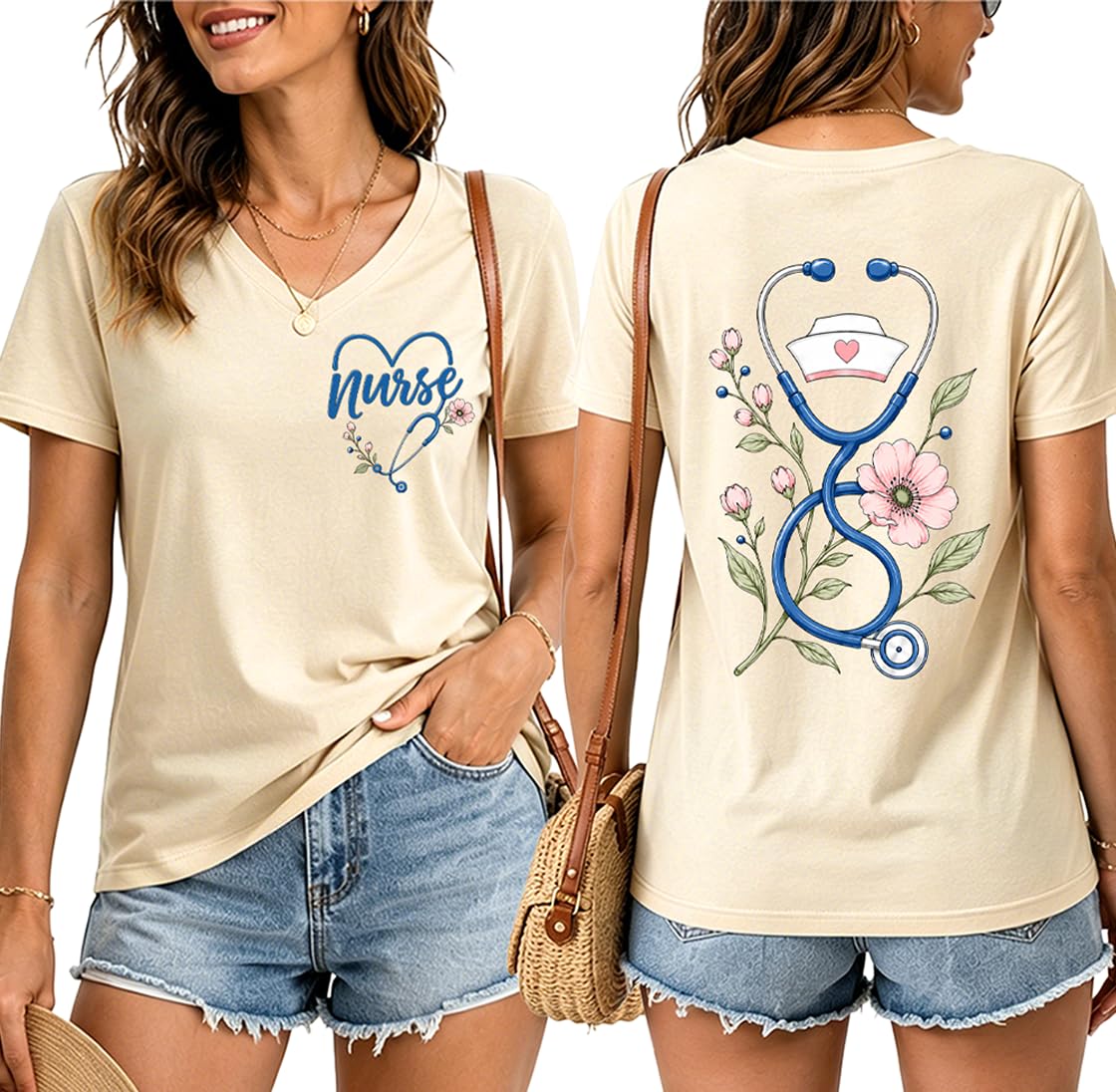 Nurse Shirts for Women Boho Floral Nurse Life T Shirt