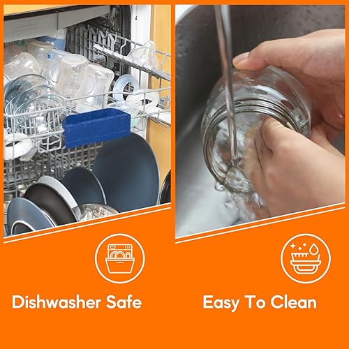 Miniatura 7 de Paquete de 30 tarros pequeños de 8 onzas con tapas, tarros de media pinta con 72 etiquetas gratis, tarros de vidrio de boca regular para enlatar,