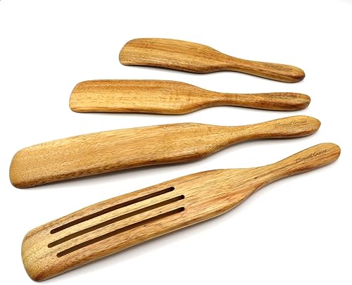 Miniatura 1 de PDSM - Cucharas de madera de acacia para cocinar, juego de utensilios de cocina de madera de 4 piezas de primera calidad, utensilios de madera