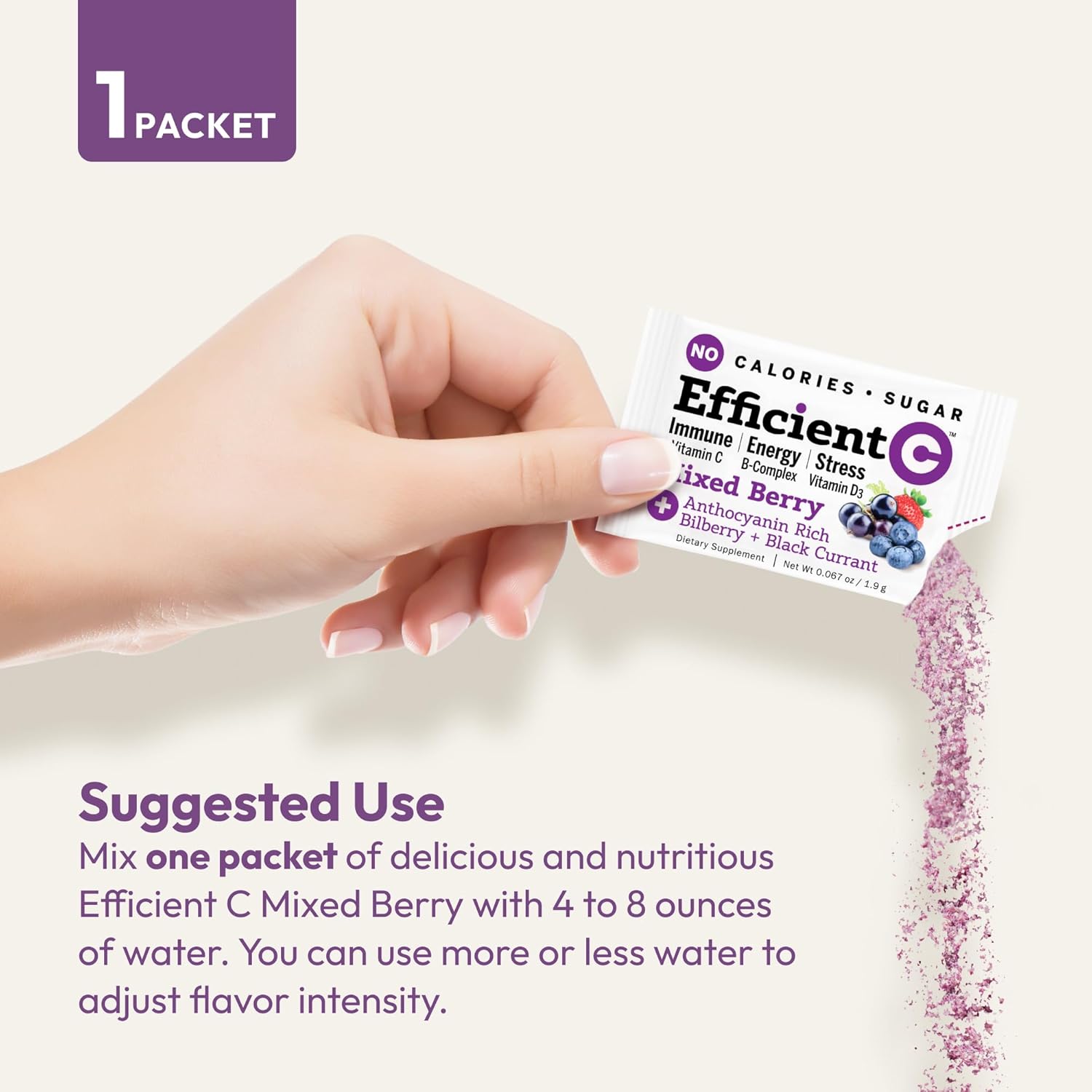 ANDREW LESSMAN Efficient C Mixed Berry 30 Packets - Immune, Energy, Stress and Eye Health Support. Reinvention of The Vitamin C Drink. No Calories. No Sugar. No Carbs. Easy to Mix.