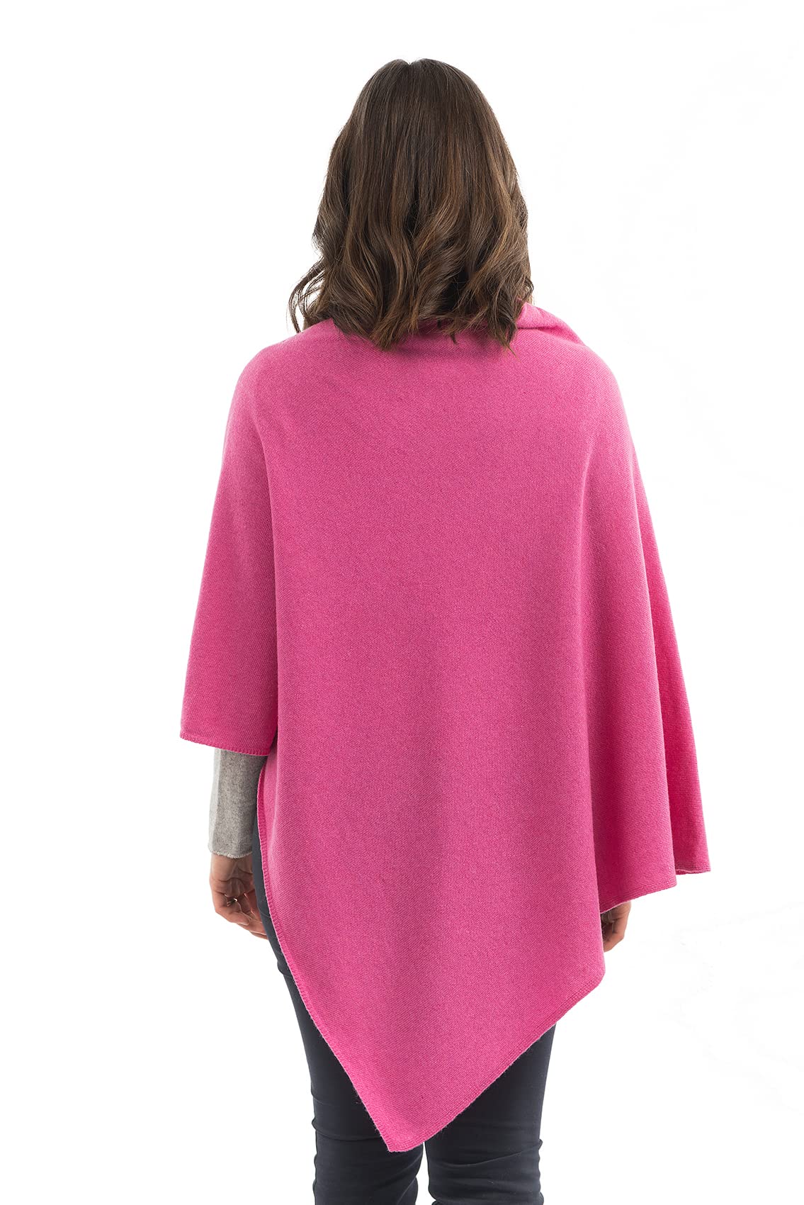 DALLE PIANE CASHMERE Poncho Femme Mélange Cachemire Laine - Fuxia | Poncho cape enveloppant, taille unique, parfait en voyage et en ville, un cadeau élégant pour elle, Made in Italy