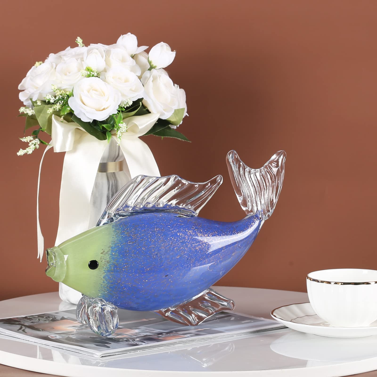 Amazon.co.jp: XIYOUQI 吹きガラス 魚の置物、カラフルな熱帯のガラス