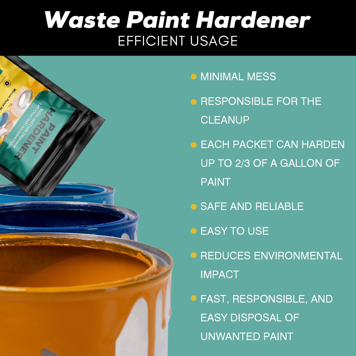 8 Packs Waste Paint Hardener - Fast Acting Solidifier for Disposal - Paint Hardener for Disposal for Acrylic & Latex