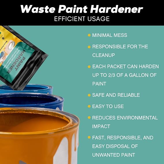 8 Pack Waste Paint Hardener, Solidifier for Disposal for Acrylic & Latex | Fast Acting , Quick, Easy, and Safe