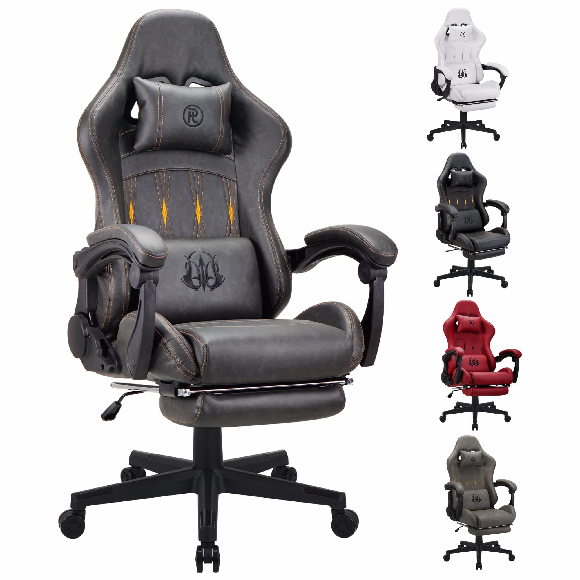 Play haha.Gaming chair Office chair Swivel chair Computer chair Work chair Desk chair Ergonomic Chair Racing chair Leather chair Video game chairs (Dark Grey,With footrest)