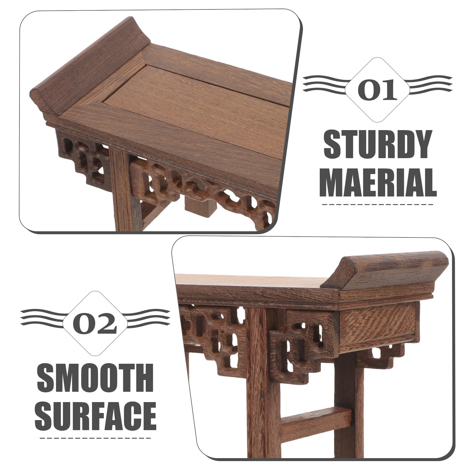 Angoily Base de Madera Rectangular Pequeña para Jarrón y Maceta Soporte para Exhibición de Estatua de Buda Soporte para Macetas Artesanal Estilo Chino Pedestal Decorativo