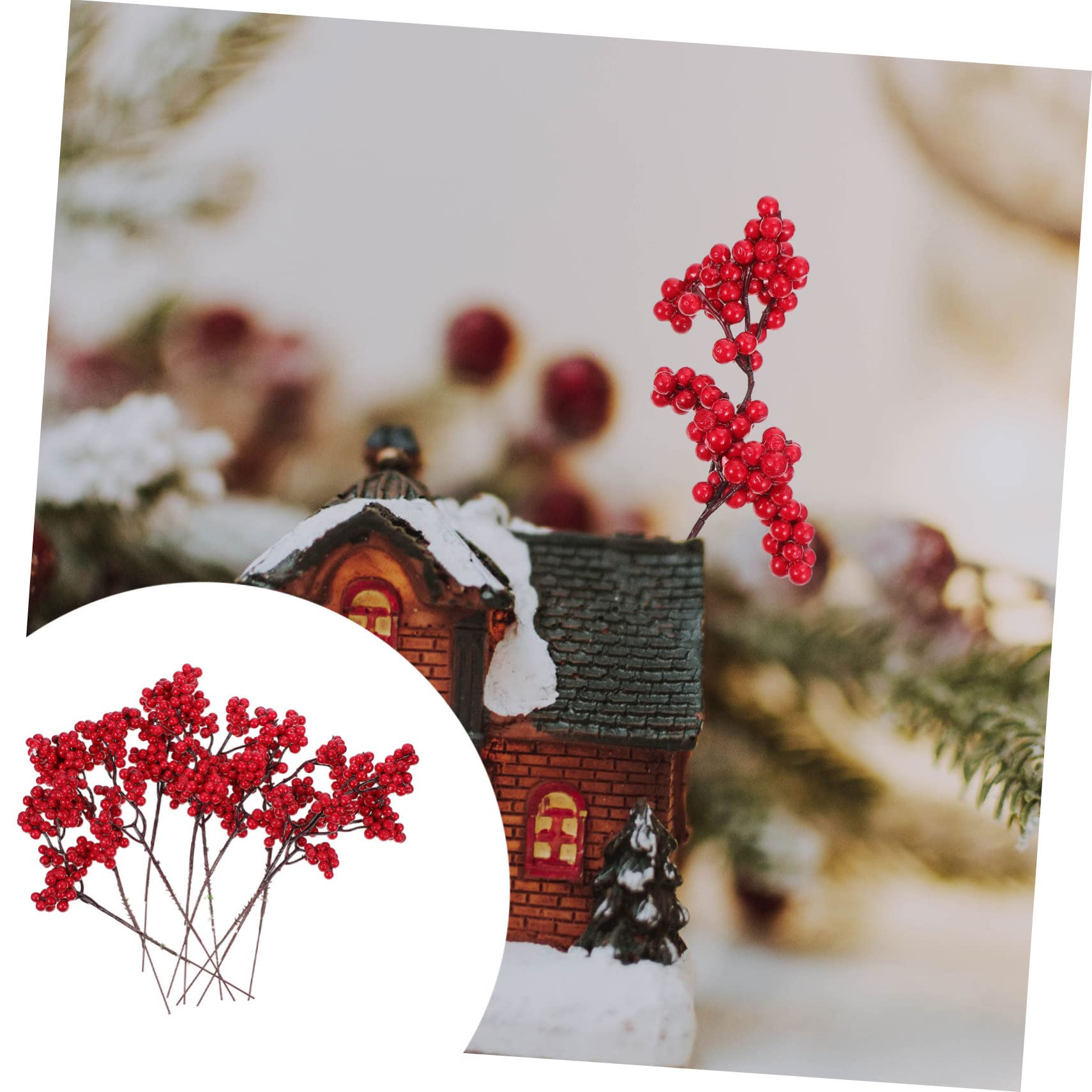 PRETYZOOM 10pezzi Rami di Bacche Natalizie Realistici Bacche Decorazione Simulate Decorazione Ramificate Realistiche Ornamento Fai da Te per Composizione Floreale Materiale in Leggero