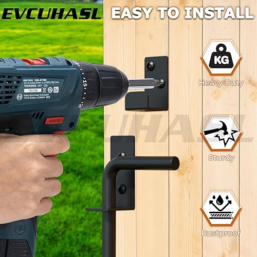 Miniatura 5 de Perno de caña de 36 pulgadas, barra de caída de barra resistente, cierre de tierra para puertas de vinilo de madera, metal, pasador de caída de