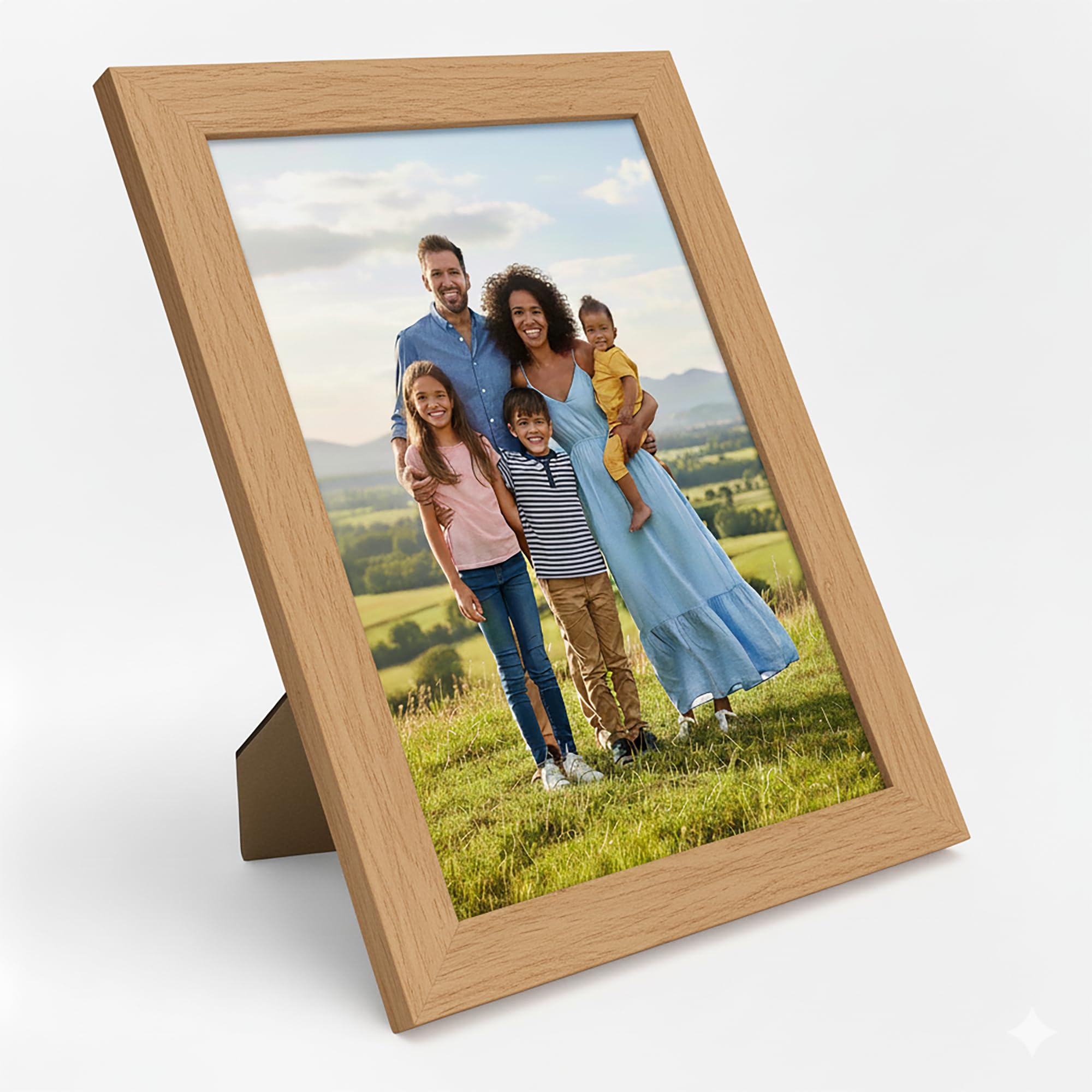 WANSHA HOME 8x6 Inch Oak Picture Frames (20.3x15.2 cm) Flat Poster Frame - Clear Acrylic Poster Display with MDF Wooden - Portrait/Panoramic - Wall Mount Hooks & Tabletop Stand 8"x6" โ image 1