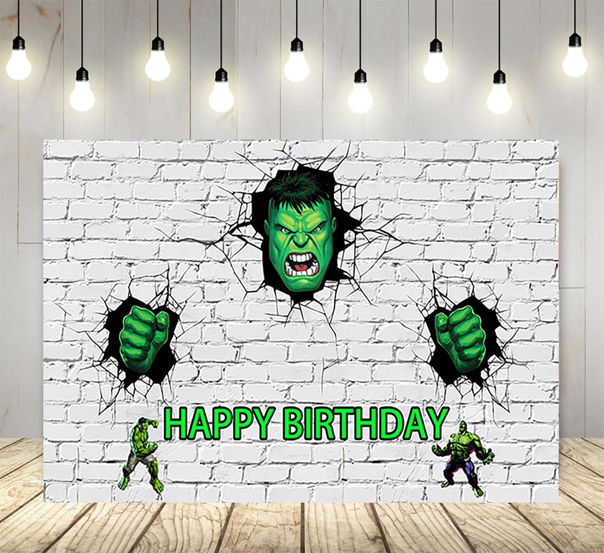 White Brick Wall Backdrop for Hulk Theme Birthday Party Supplies 5x3ft Hulk Superhero Theme Baby Shower Banner for Birthday