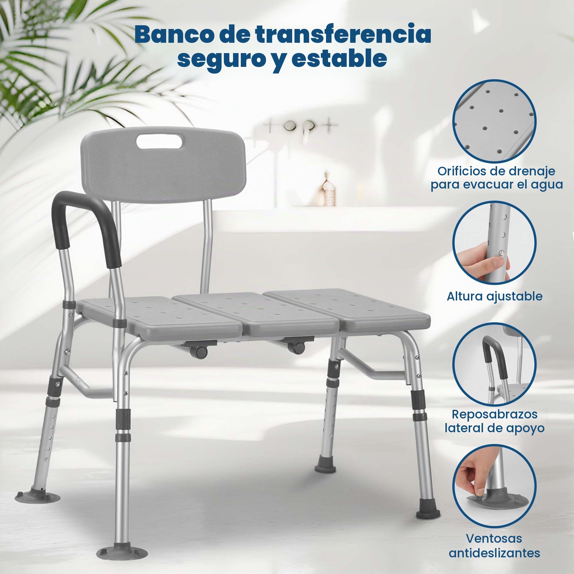 Careboda Banco de Transferencia de Bañera y Silla de Ducha Ajustable