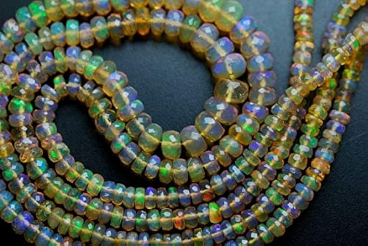 Opale éthiopienne jaune naturelle taillée en rondelles extra larges pour joaillerie haut de gamme